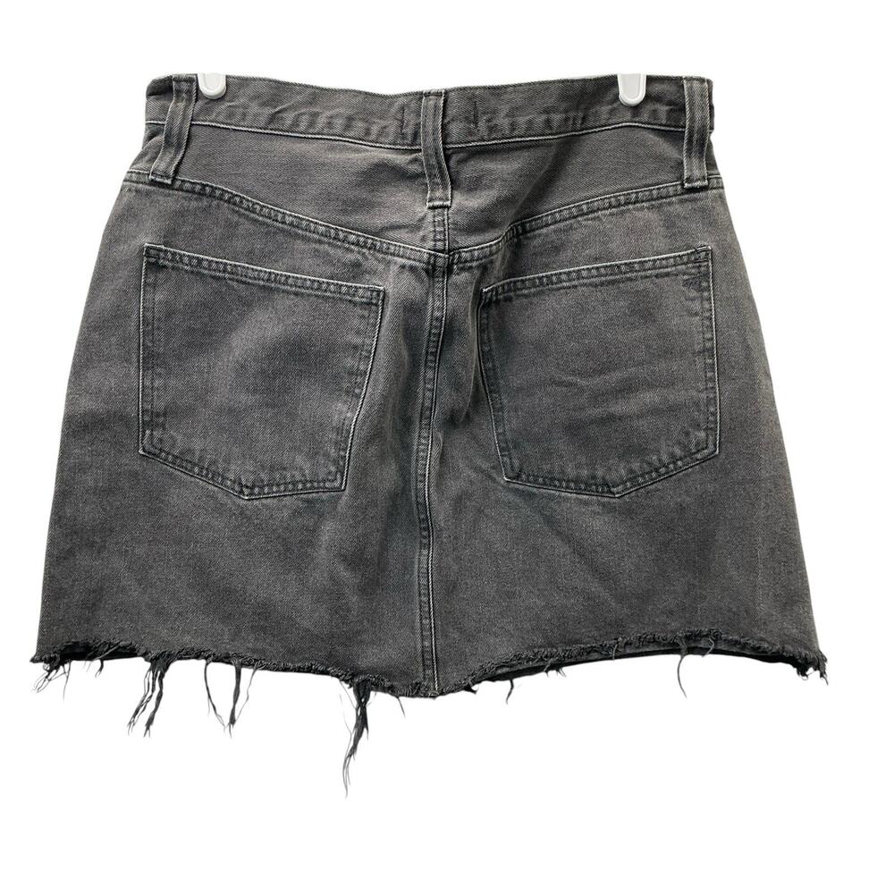 Madewell Stretch Denim Straight Mini Skirt Black Lunar Wash Step-Hem Size 30